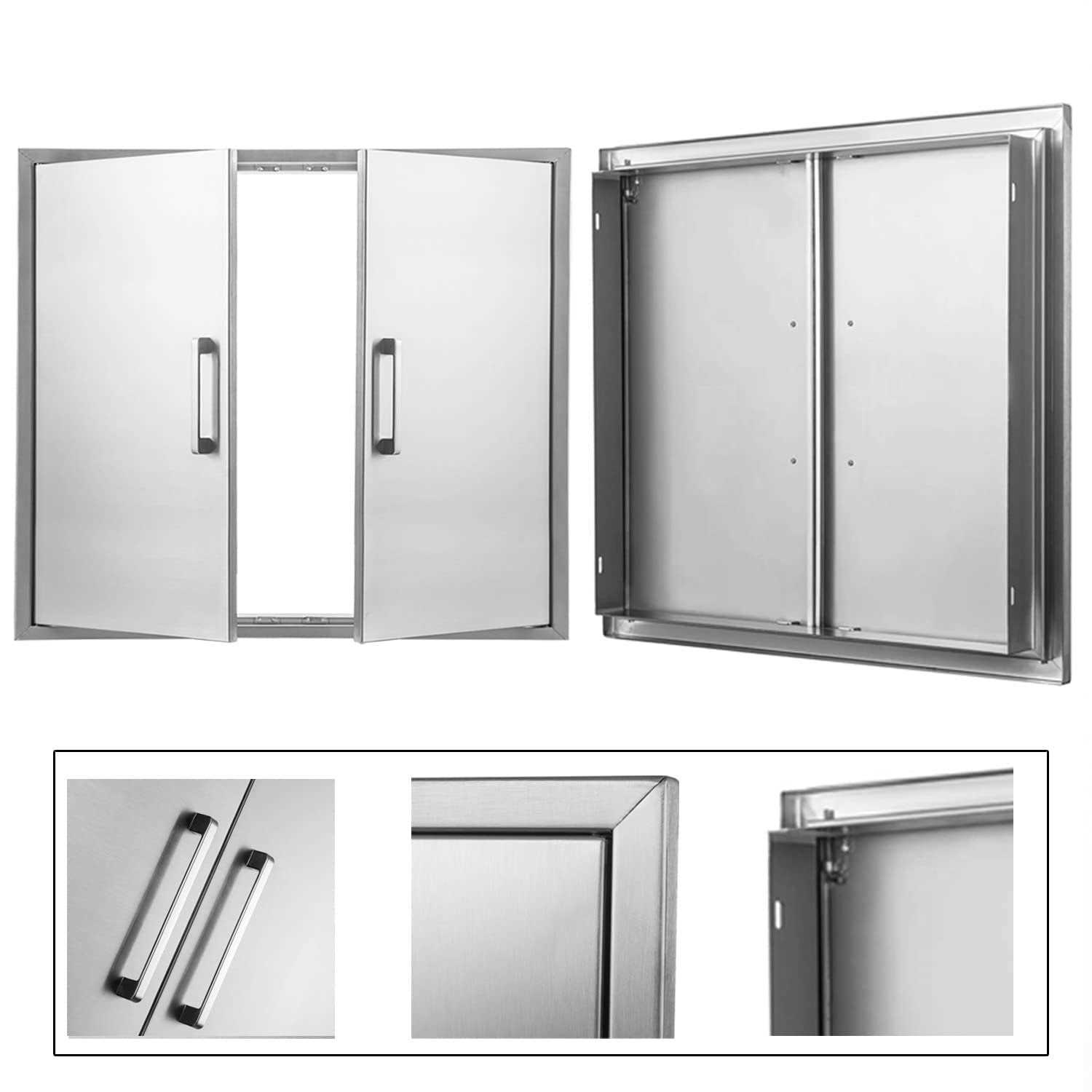 Outdoor Kitchen Doors Stainless Steel Double Access Door,Flush Mount for Outdoor Kitchen and BBQ Island - MT - Mrs Treak