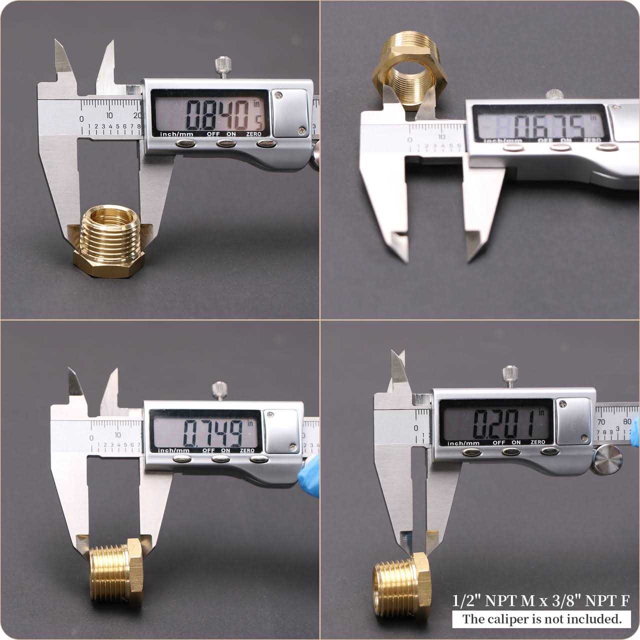 U.S. Solid 2pcs Brass Reducer Hex Bushing Brass Threaded Pipe Fitting NPT Male x NPT Female Adapter - MT - Mrs Treak