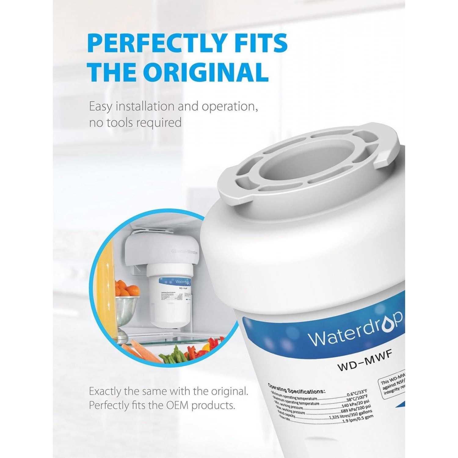 Waterdrop MWF Refrigerator Water Filter Replacement for GE Water MWF - MT - Mrs Treak