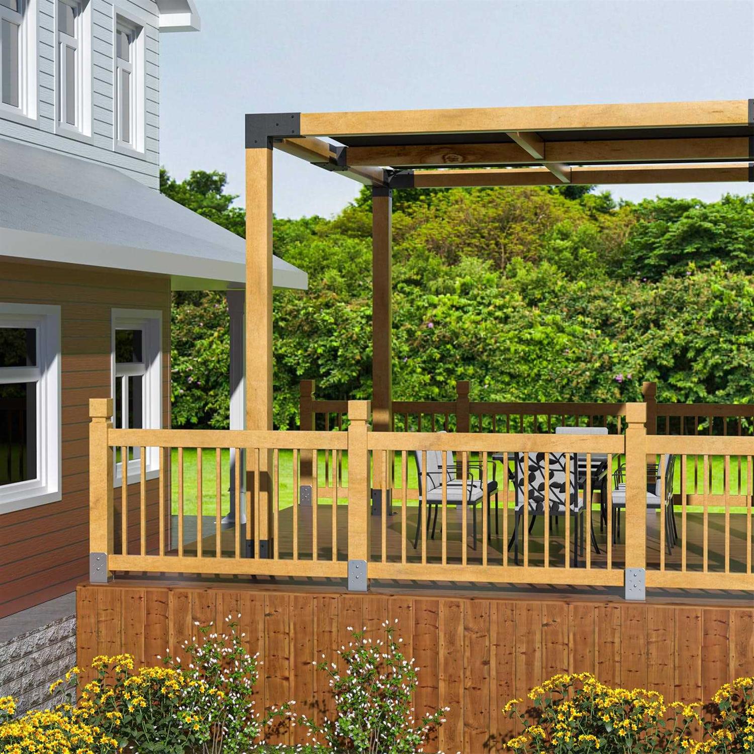 SPACEEUP 4×4 Post Base Black Square Brackets Internal Size 3.5 x 3.5 Inch Heavy Duty Steel Deck Post Base Cover Fit for 4 x 4 Standard Wood - MT - Mrs Treak