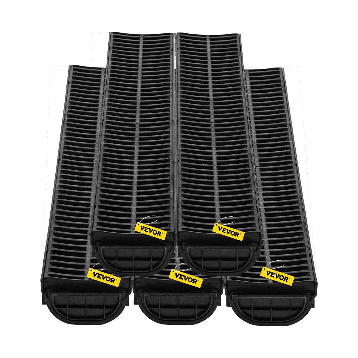 VEVOR Trench Drain System Channel Drain with Plastic Grate Drainage Trench PSLGM100455688EU5V0 - MT - Mrs Treak