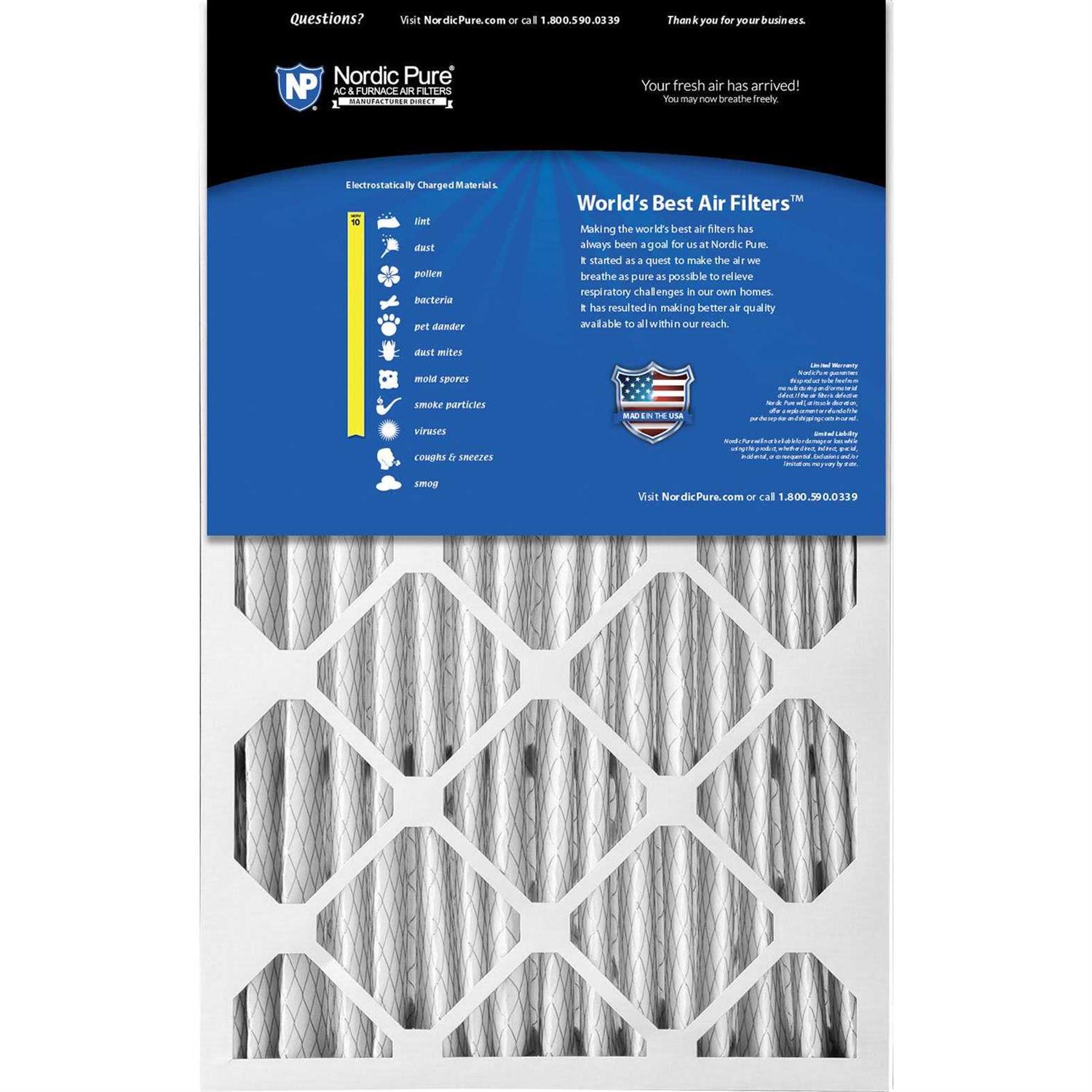 Nordic Pure MERV Pleated Plus Carbon AC Furnace Air Filters - MT - Mrs Treak