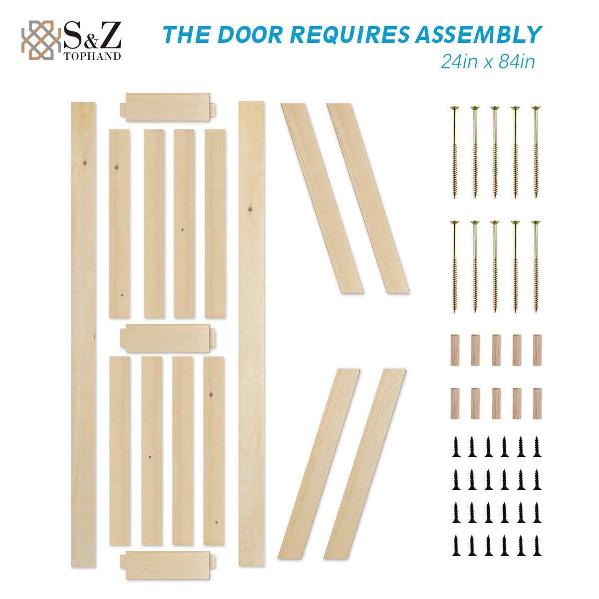 Paneled Wood Unfinished Barn Door without Installation Hardware Kit Homacer - MT - Mrs Treak