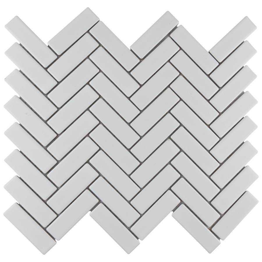 Merola Tile Metro Brick Herringbone White 12-1/2 in. x 10-5/8 in. Porcelain Mosaic Tile - MT - Mrs Treak