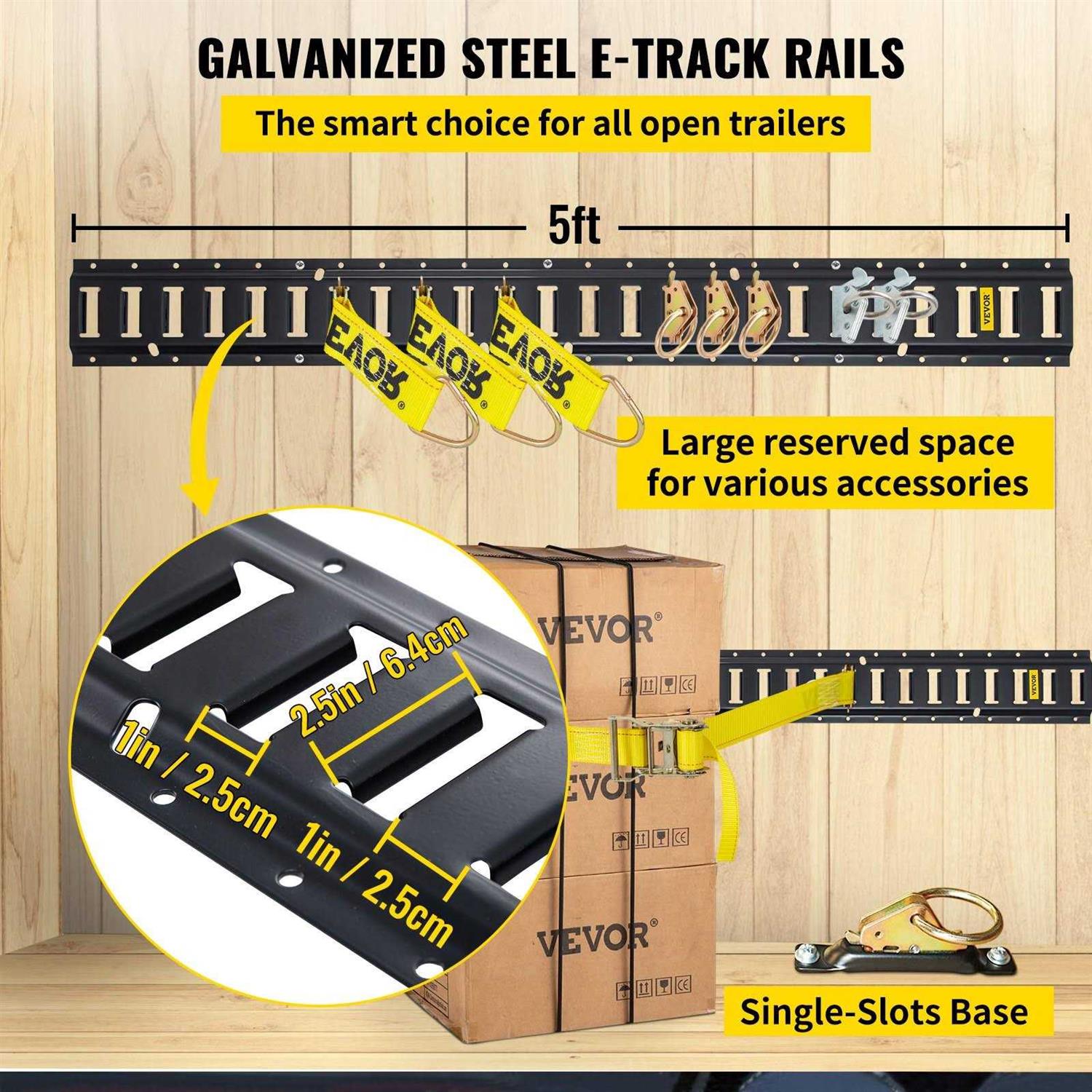 VEVOR E Track Tie-Down Rail Kit HSPSE5FT - MT - Mrs Treak