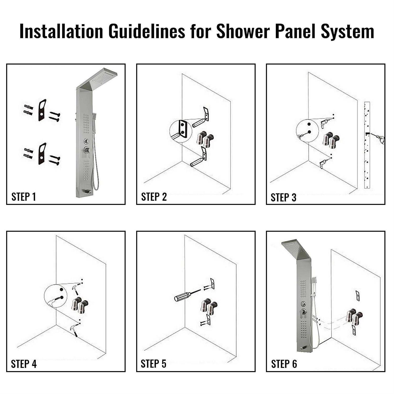 VEVOR Shower Panel Tower Rain Waterfall Massage Body System Jets 5in 1 Stainless Steel HSHS5HYFTHS000001V0 - MT - Mrs Treak