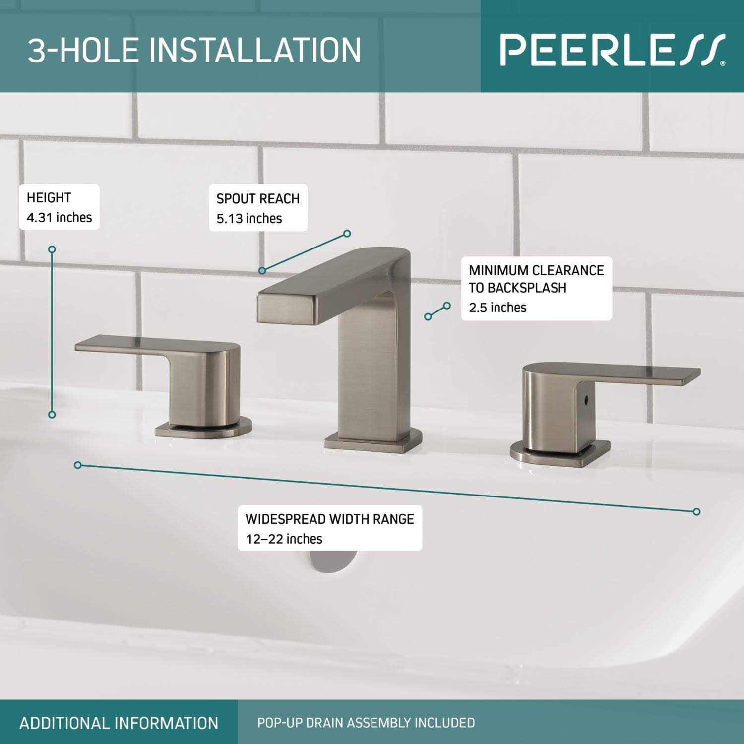 Peerless Xander Two-Handle Widespread Bathroom Faucet P3519LF - MT - Mrs Treak