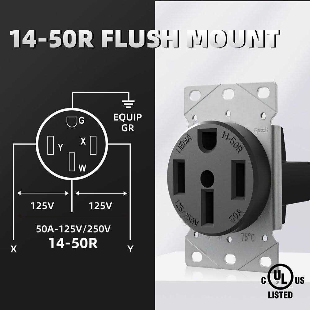 ELEGRP 50 Amp 125/250V NEMA 14-50R Surface Mount Power Outlet - MT - Mrs Treak