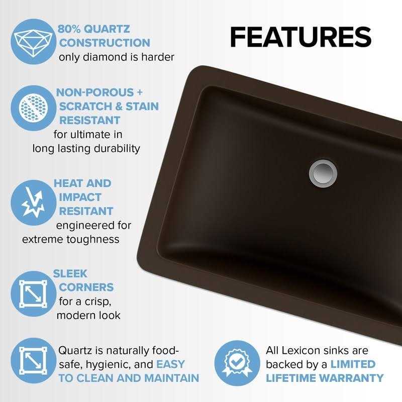 Lexicon Platinum V214 Quartz Composite Rectangle Vanity Sink LP-V214 - MT - Mrs Treak