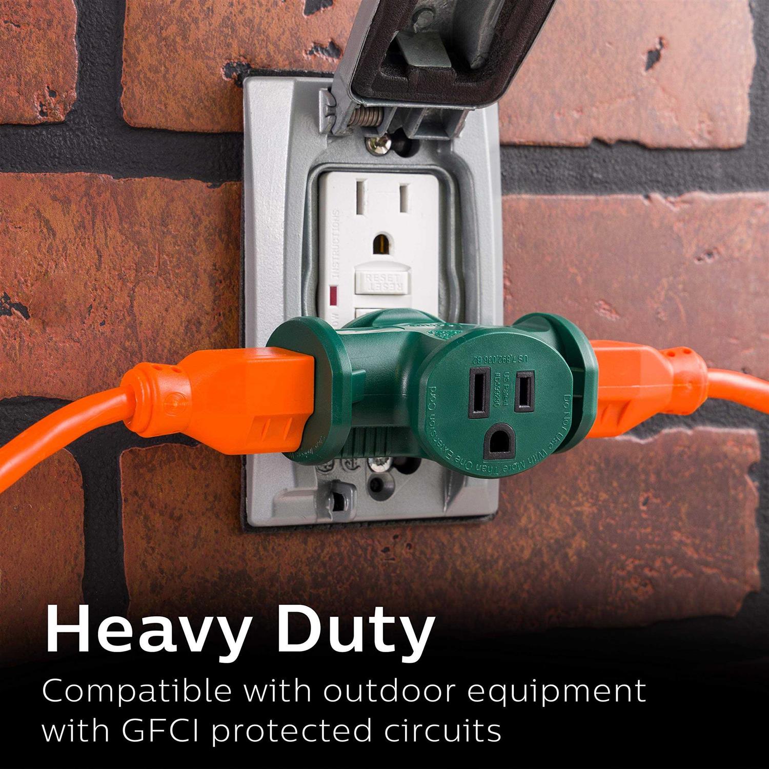 Philips EZGrip 3-Outlet 8ft. Indoor/Outdoor Extension Cord Black - MT - Mrs Treak