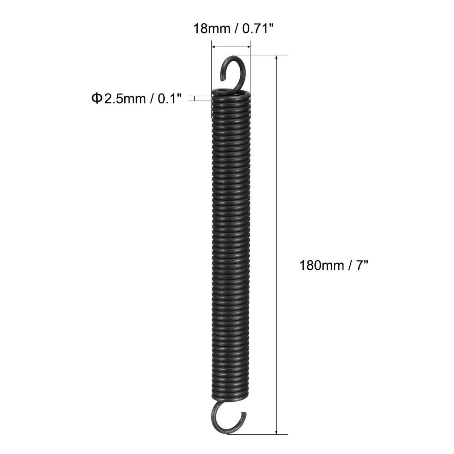 uxcell Extension Spring 2.5mm Wire Dia 18mm OD Free Length Spring Steel Small Dual Hook Tension Spring - MT - Mrs Treak