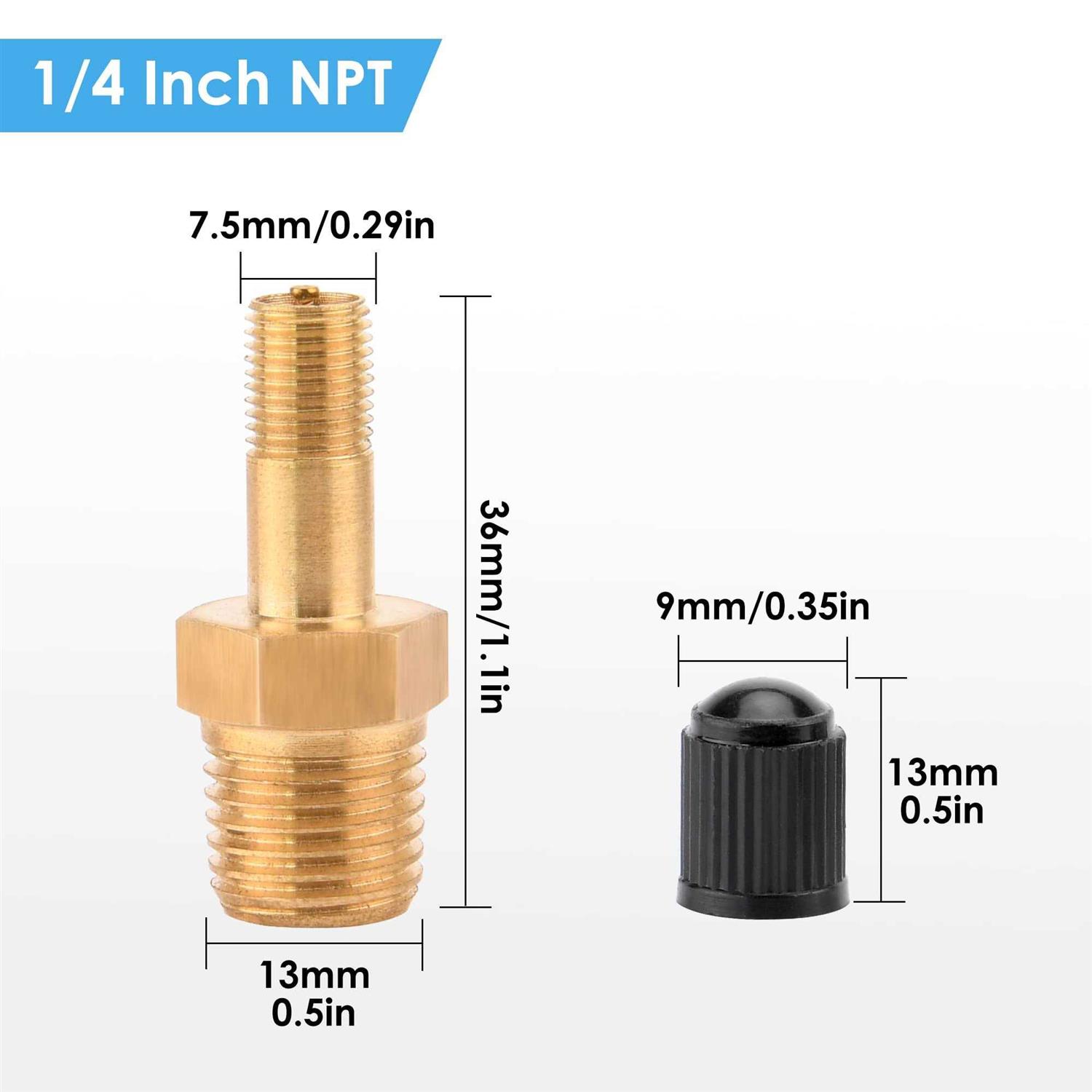 Luckyweld Schrader Valve 2Pcs Brass Tank Valve NPT Male Threads - MT - Mrs Treak