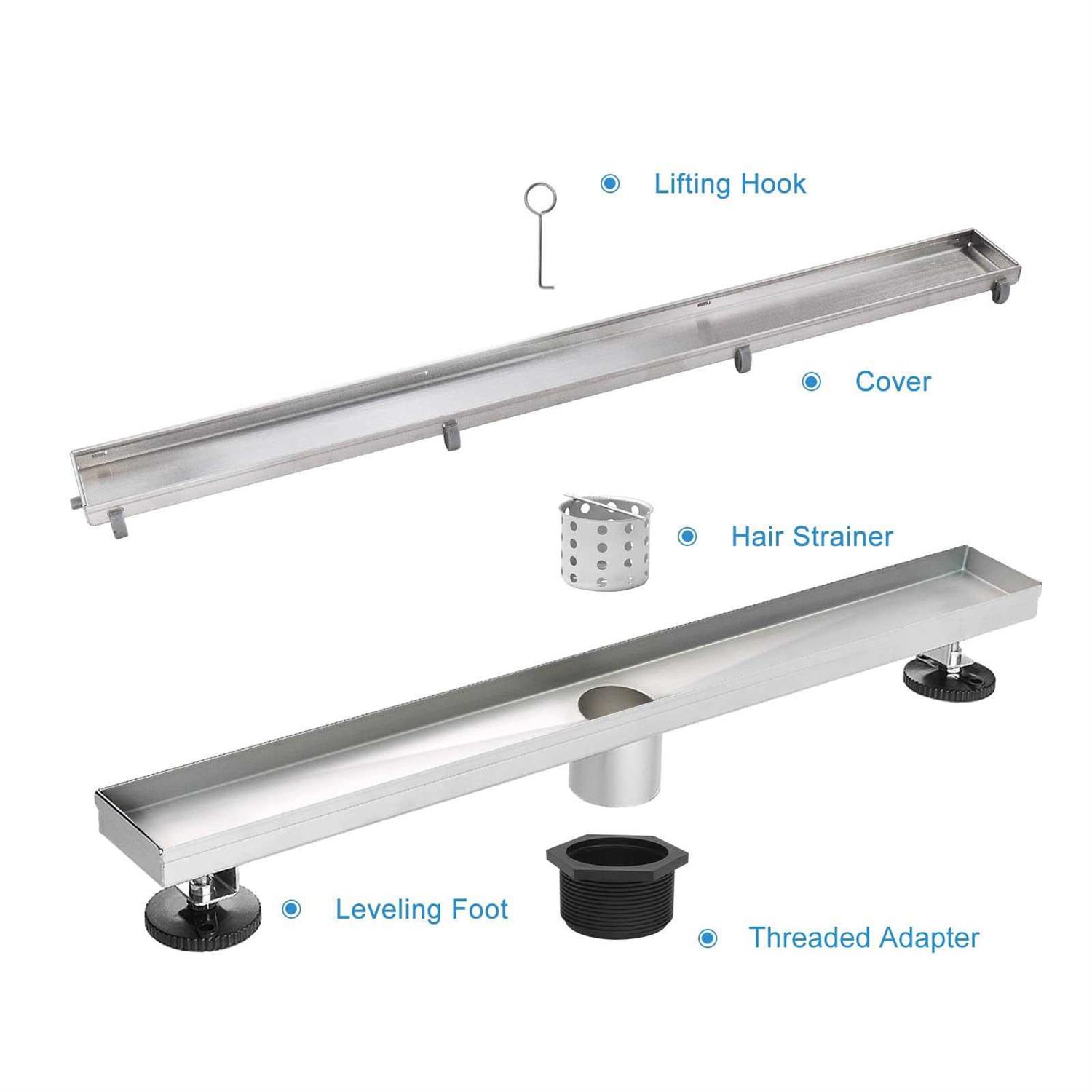 Elefloom Linear Shower Drain Shower Drain with 2-in-1 Tile Insert Cover - MT - Mrs Treak