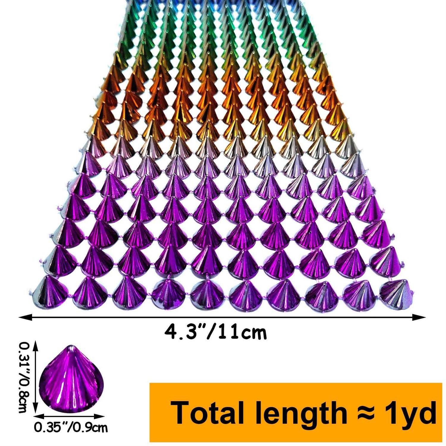 Yhsheen 1 Yard Sew Stitch On Spike Stud Rivet Flat-Back Punk Rock Trim Ribbon mesh Bead Craft - MT - Mrs Treak