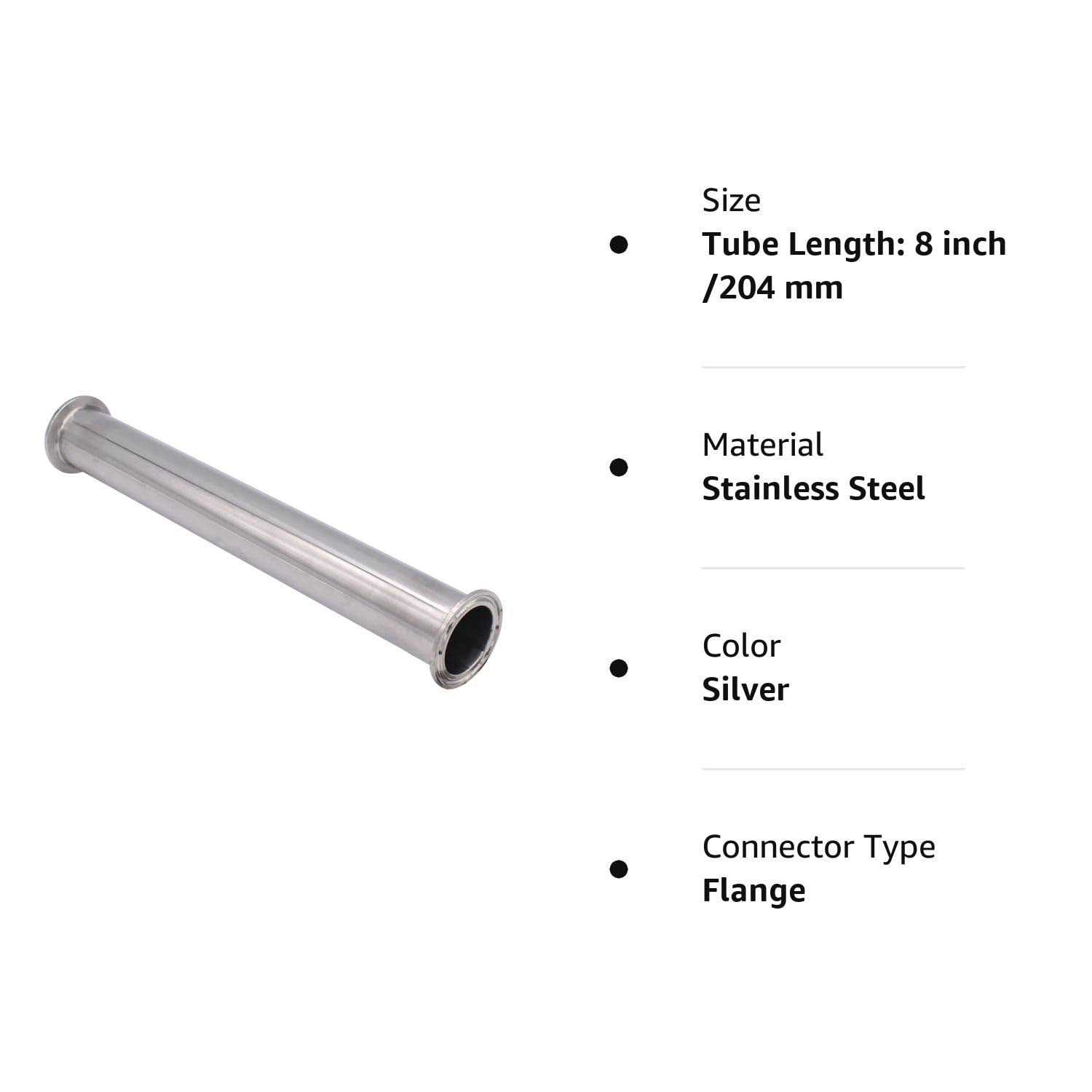DERNORD Sanitary Spool Tube with Clamp Ends,Stainless Steel 304 Seamless Round Tubing with 1.5 inch Tri Clamp 50.5MM Ferrule Flange - MT - Mrs Treak