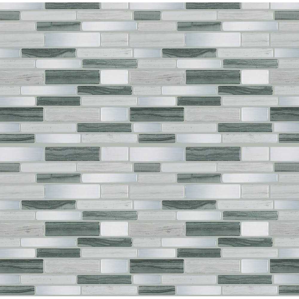 Peel&Stick Mosaics Golden Oasis Beige and Gold 11-in x 13-in Matte PVC Linear Stone Look Peel and Stick Wall Tile LWPS191023 - MT - Mrs Treak