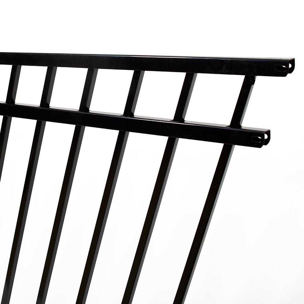Fortress Versai H x 7.5 ft. W Gloss Black Steel Flat Top Design Fence Panel - MT - Mrs Treak