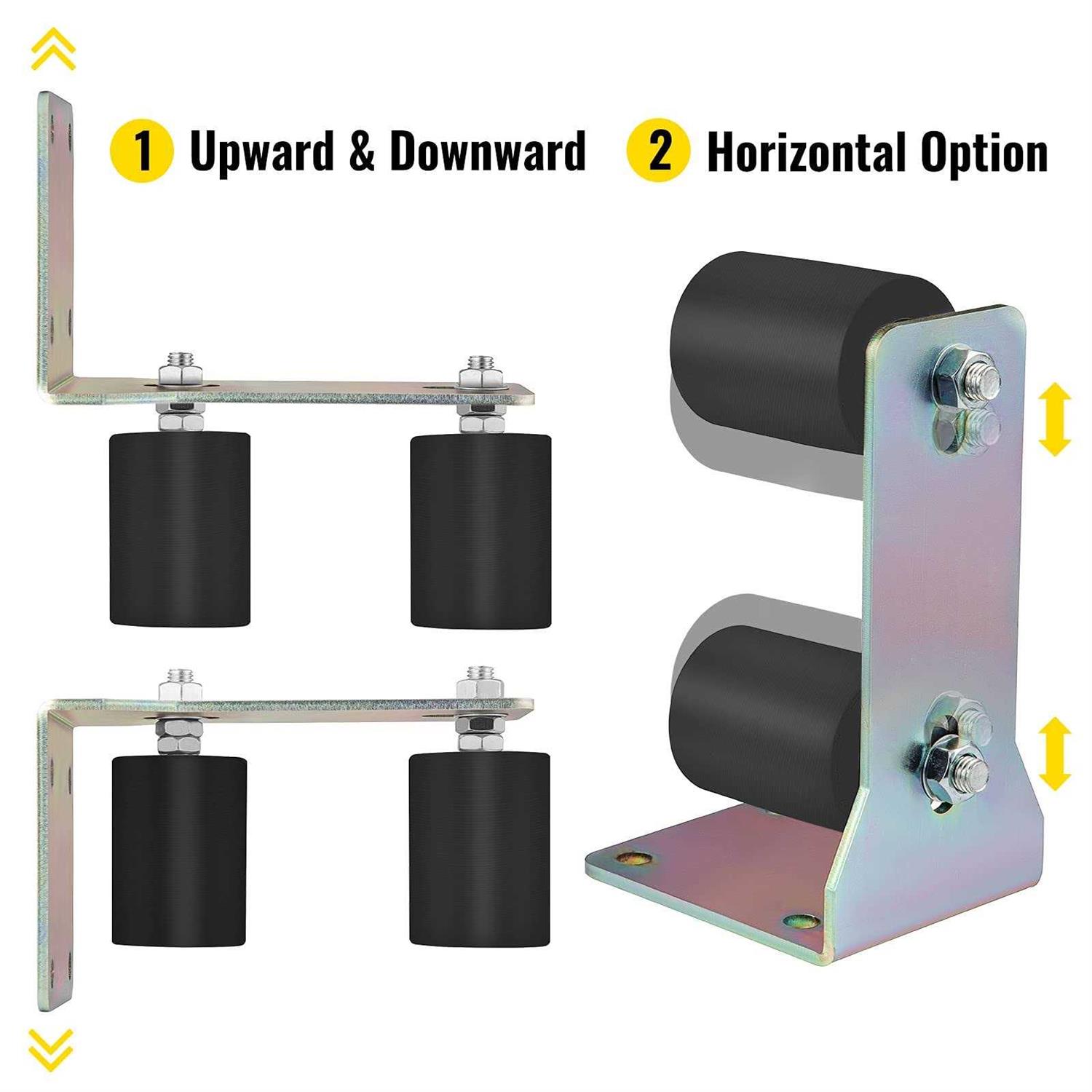 VEVOR Gate Roller Guide Sliding Gate Black Nylon Roller Coloring Zinc Painted Sliding Gate Guide With L-Shape Bracket and Adjustable Bolts Slide - MT - Mrs Treak