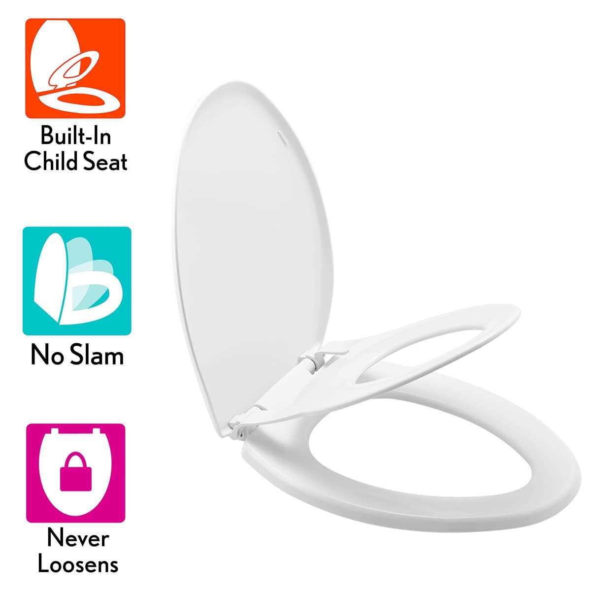 Mayfair Little2Big 000 Toilet Seat with Built-In Potty Training Seat, Slow-Close, and will Never Loosen - MT - Mrs Treak