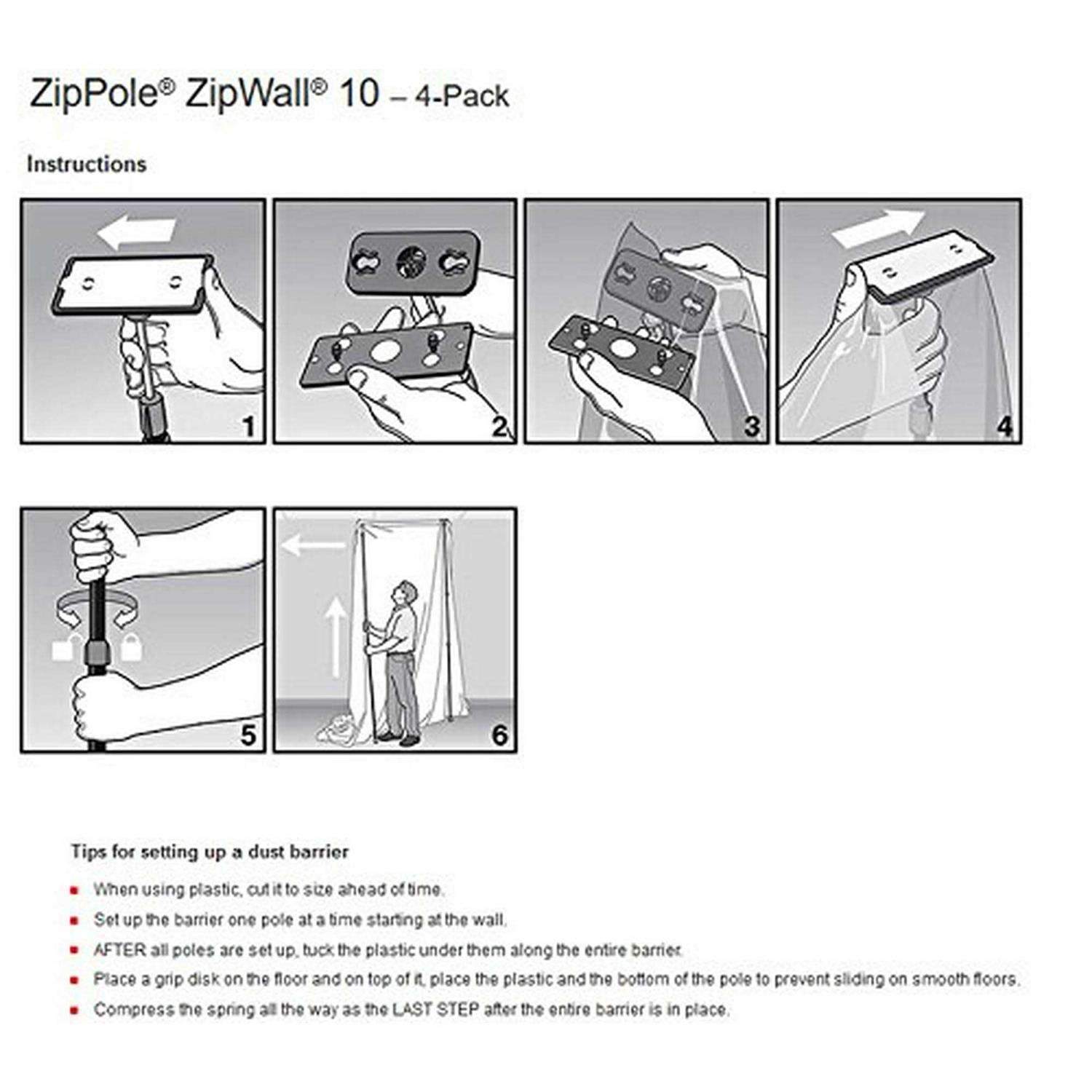 Zipwall ZipPole ZP4 Dust Barrier Pole - MT - Mrs Treak