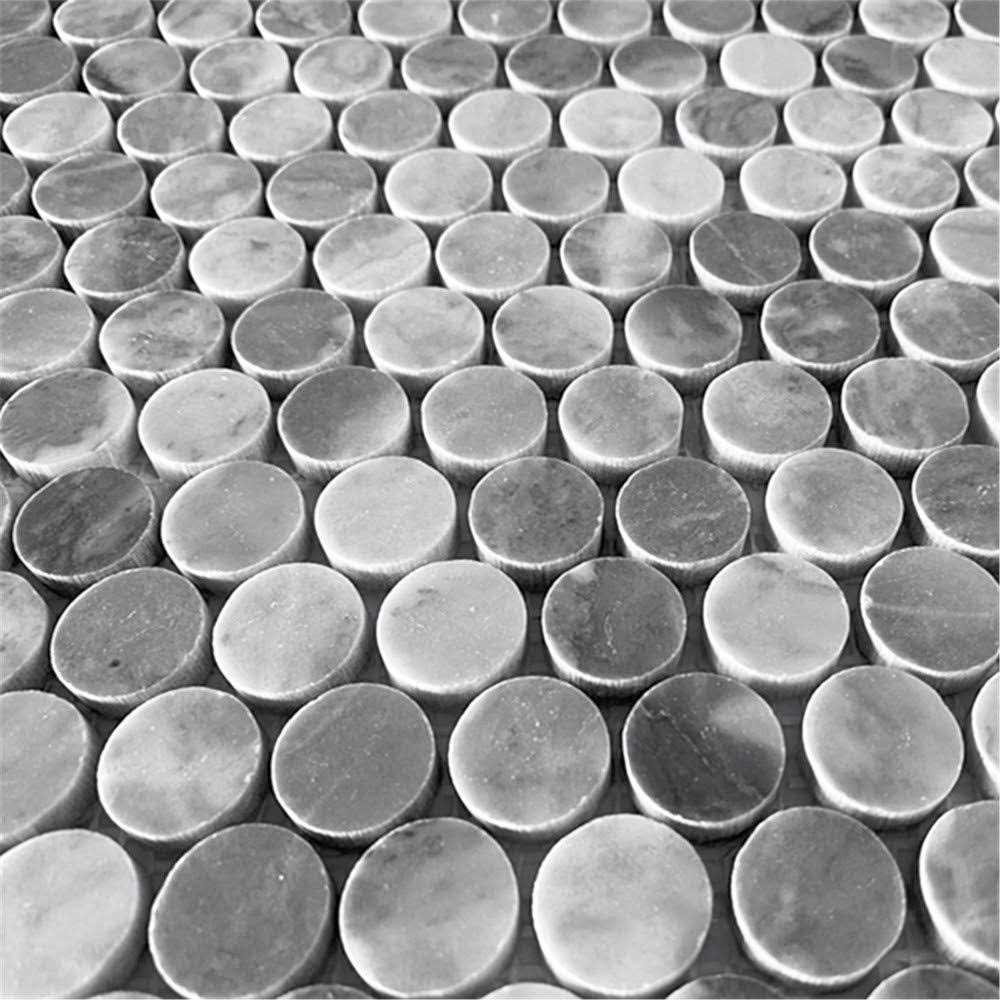 Marble Online Pebble Stone Carrara Venato Mix Bardiglio Grey Marble Flat Mosaic Tile - MT - Mrs Treak