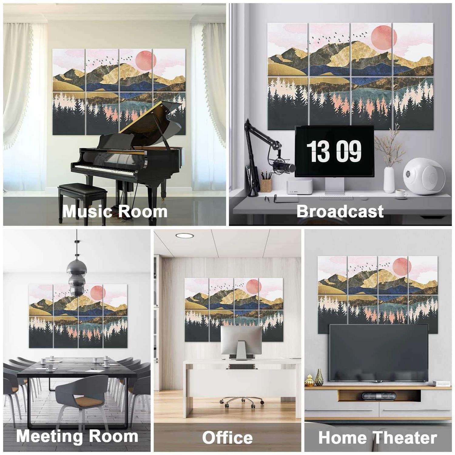 Tutmyrea 6 Pack Art Acoustic Panels Soundproof Wall Panels with Self-Adhesive - MT - Mrs Treak