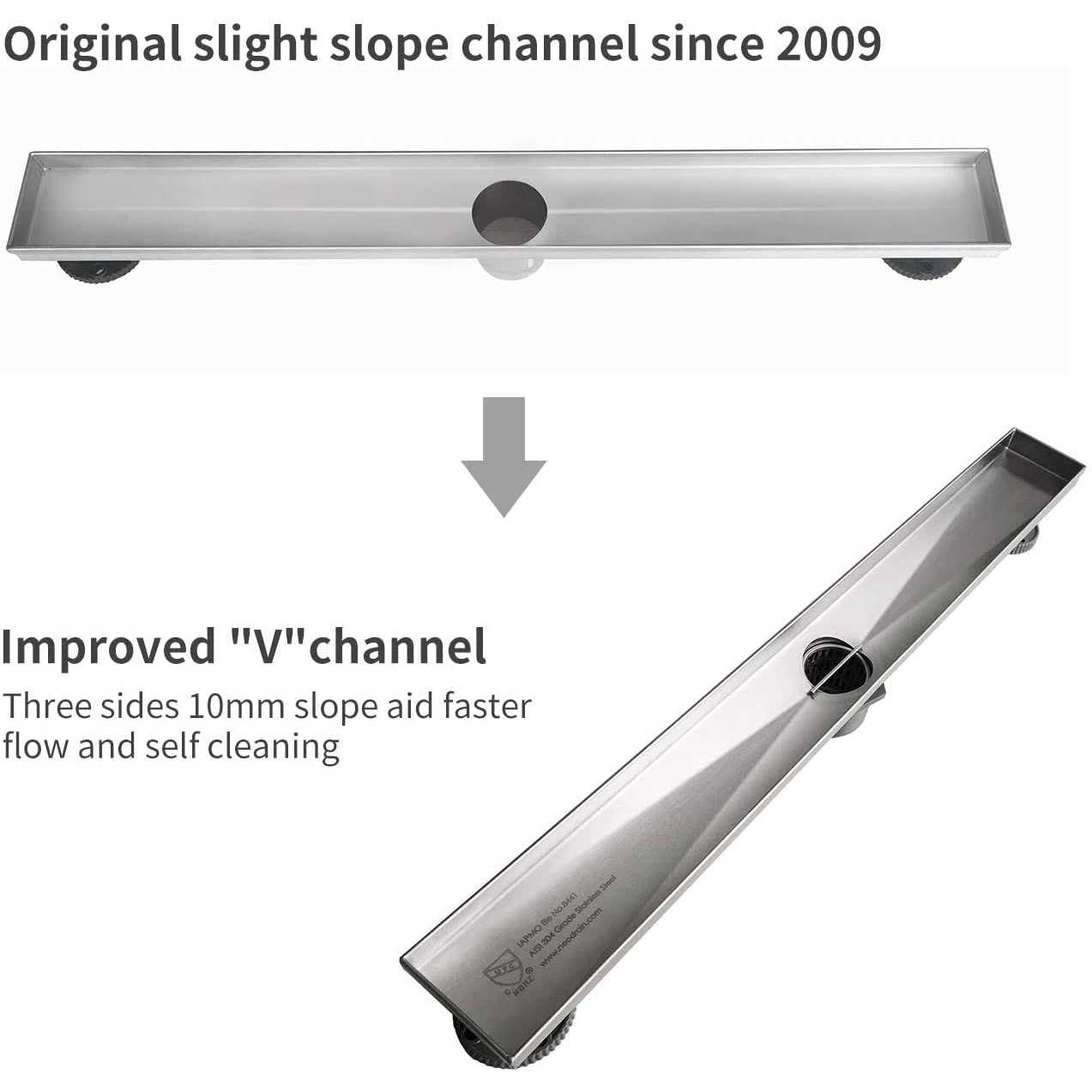 Neodrain Linear Shower Drain with Removable Quadrato Pattern Grate - MT - Mrs Treak