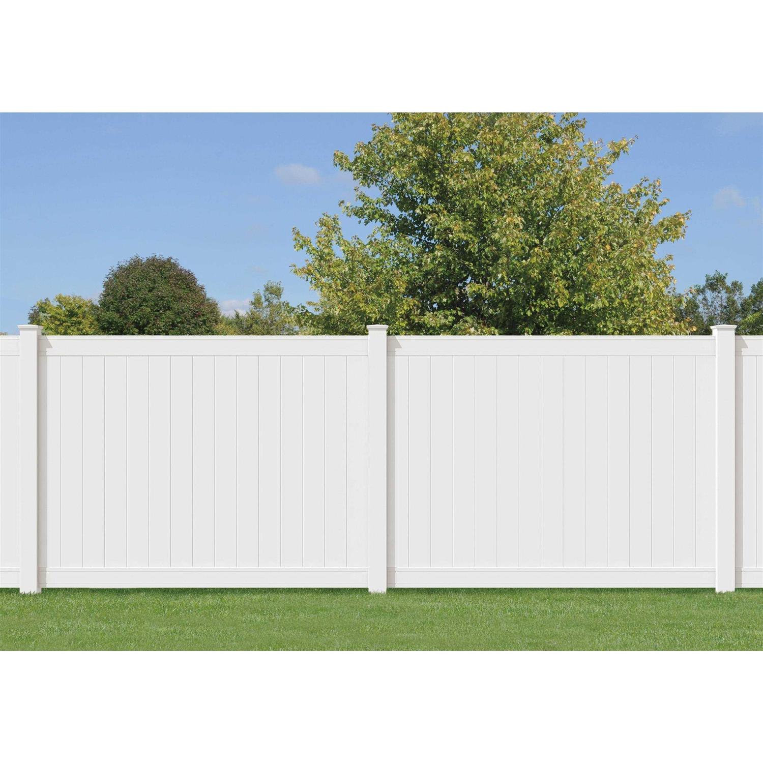 Outdoor Essentials Pro-Series 6 ft. H x 8 ft. W Tan Vinyl Woodbridge Privacy Fence Panel - MT - Mrs Treak