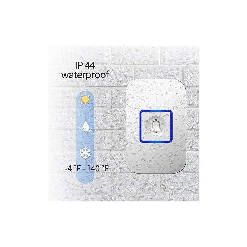 Wireless Doorbell Waterproof Door Bell Battery Operated at 1,300 ft with 2 Plug in Receivers Kit 1 Chime transmitter Remote Button - MT - Mrs Treak