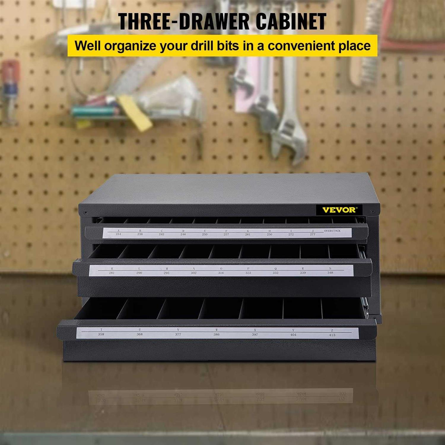 VEVOR Drill Bit Dispenser Cabinet Three-Drawer Drill Bit Dispenser - MT - Mrs Treak