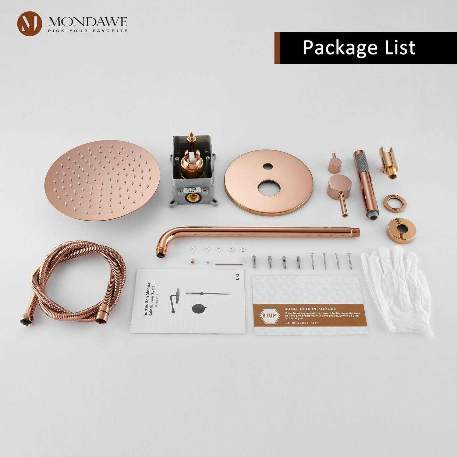 Mondawe LED Display 3 Spray Patterns 12 in. Ceiling Mount Fixed and Handheld Shower Head WFBI6025-12BL - MT - Mrs Treak