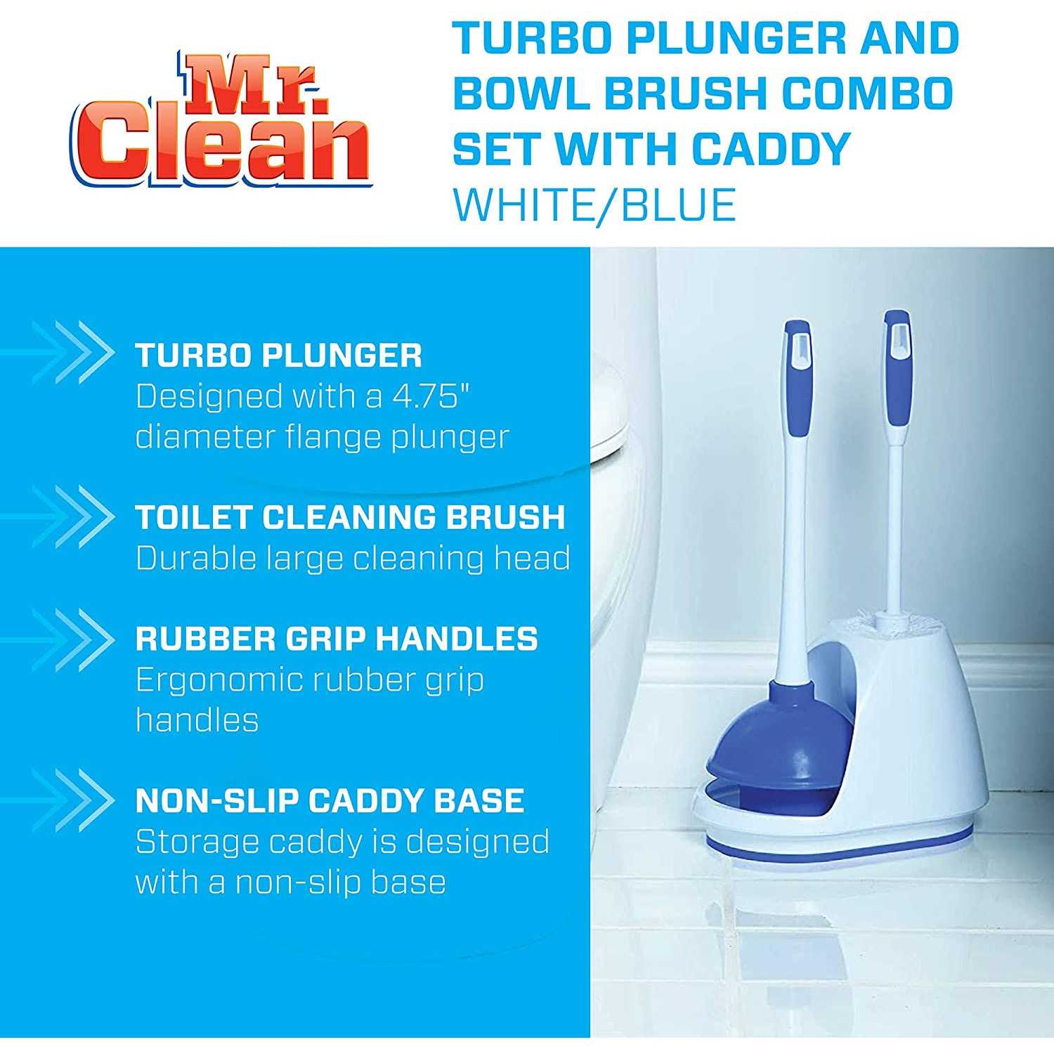 Mr. Clean Turbo Plunger & Bowl Brush Set - MT - Mrs Treak
