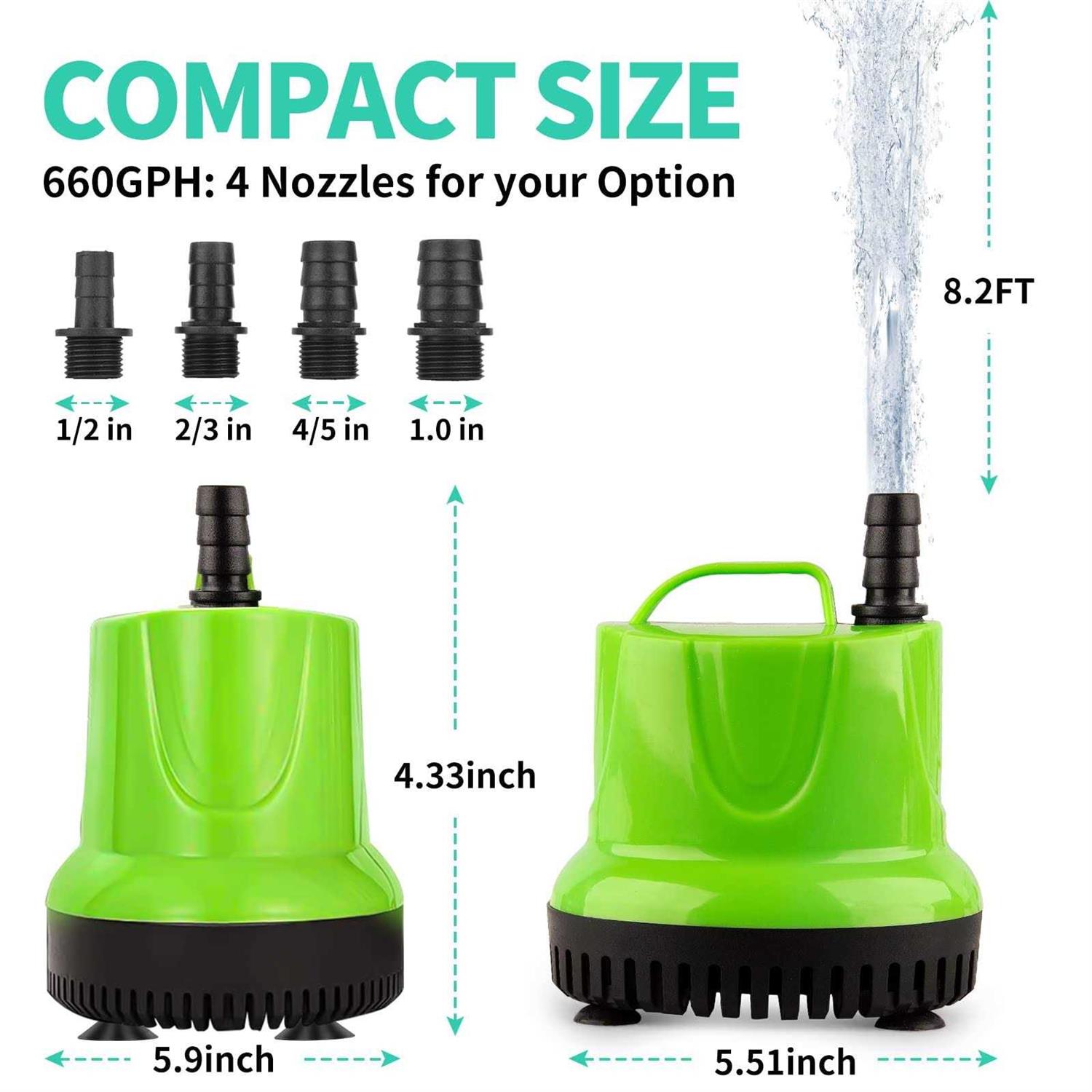 Freesea 845 GPH 60W Submersible Water Pump for Pond Aquarium Hydroponics Fish Tank Fountain Waterfall - MT - Mrs Treak