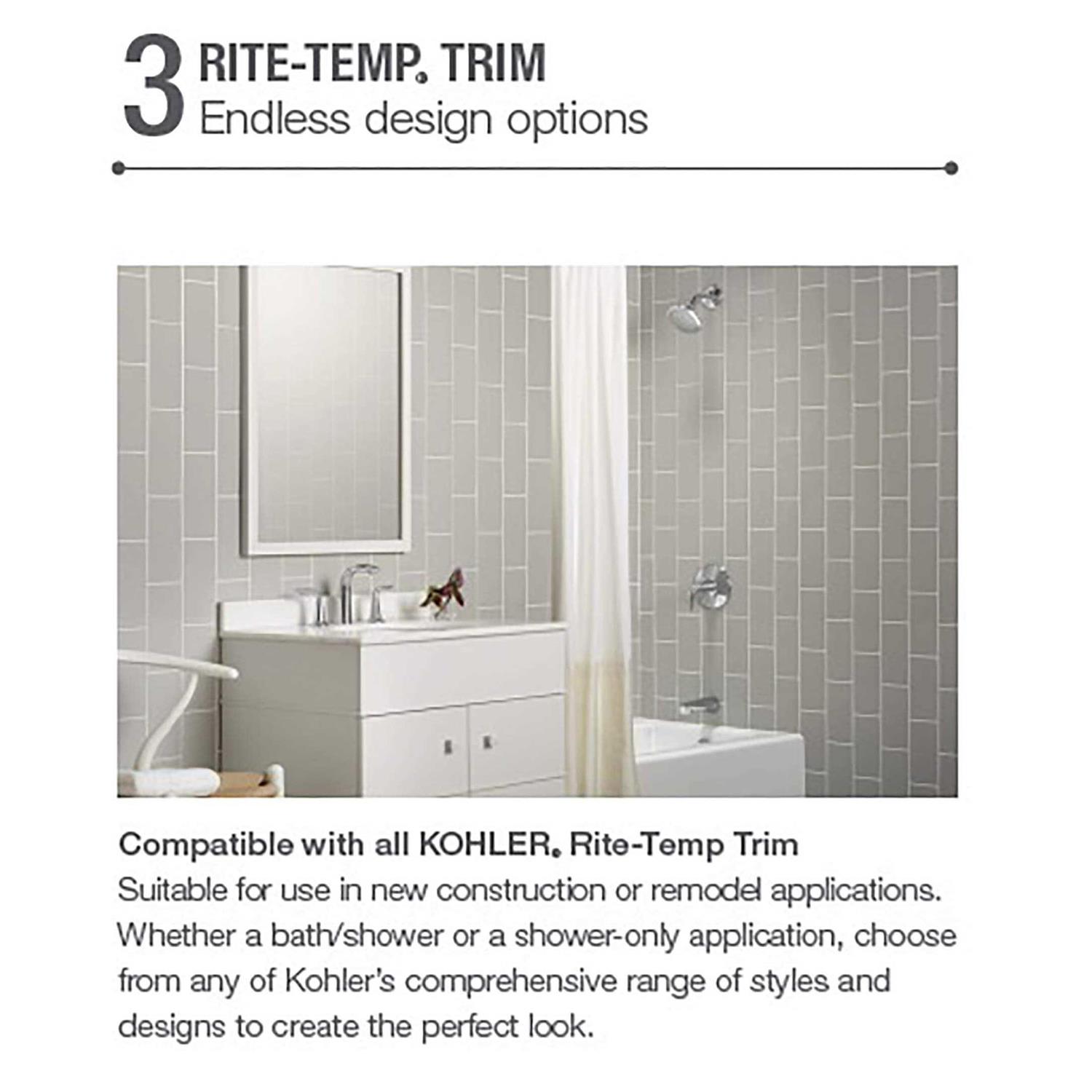 Kohler Rite-Temp K-8304-KS-NA Pressure-Balancing Valve Body and Cartridge Kit with Service Stops - MT - Mrs Treak