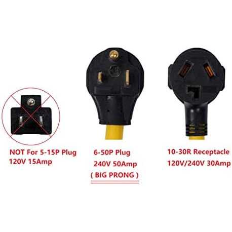 ONETAK NEMA 6-30P to 6-15R 6-20R 240V 30 Amp Prong Male Plug to 20 Amp 3 Prong Female Outlet Receptacle Generator Welder Dryer EV Charger Power Cord - MT - Mrs Treak