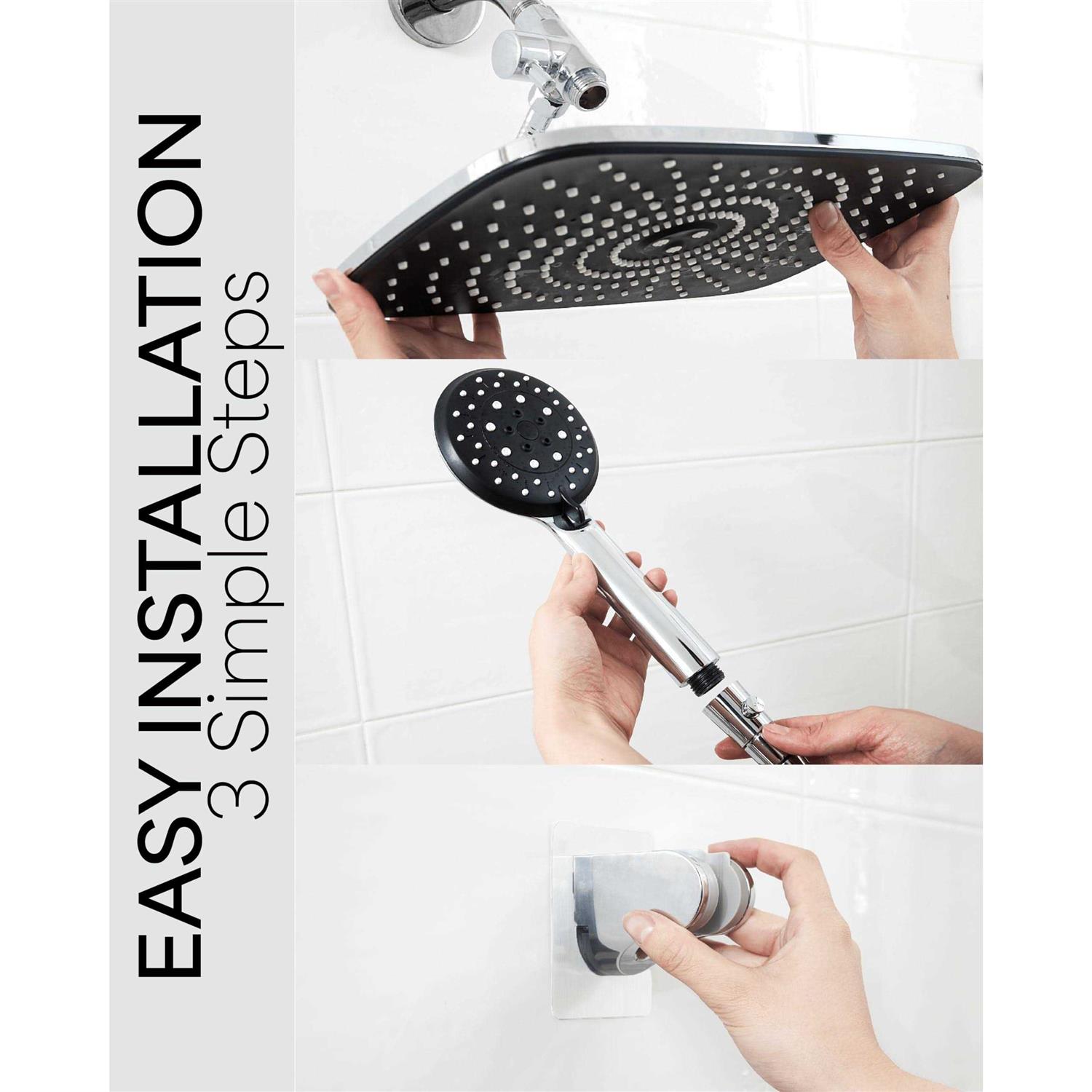 Veken 12 Inch High Pressure Rain Shower Head -Shower Heads with 5 Modes Handheld Spray Combo - MT - Mrs Treak