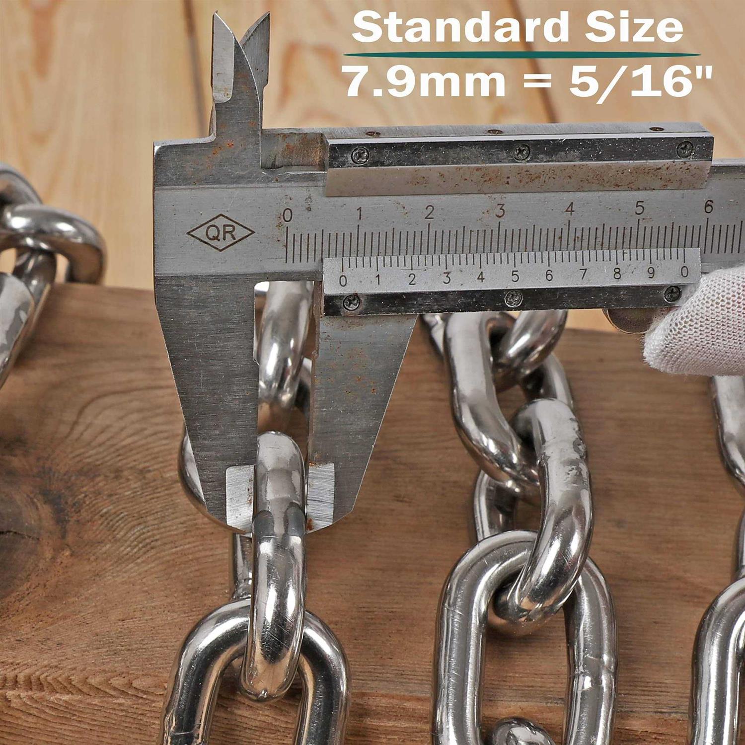 Deck Man 316 Stainless Steel 5/16 Boat Anchor Chain with 2 Pcs 3/8 Anti-off Shackles,Marine Grade - MT - Mrs Treak