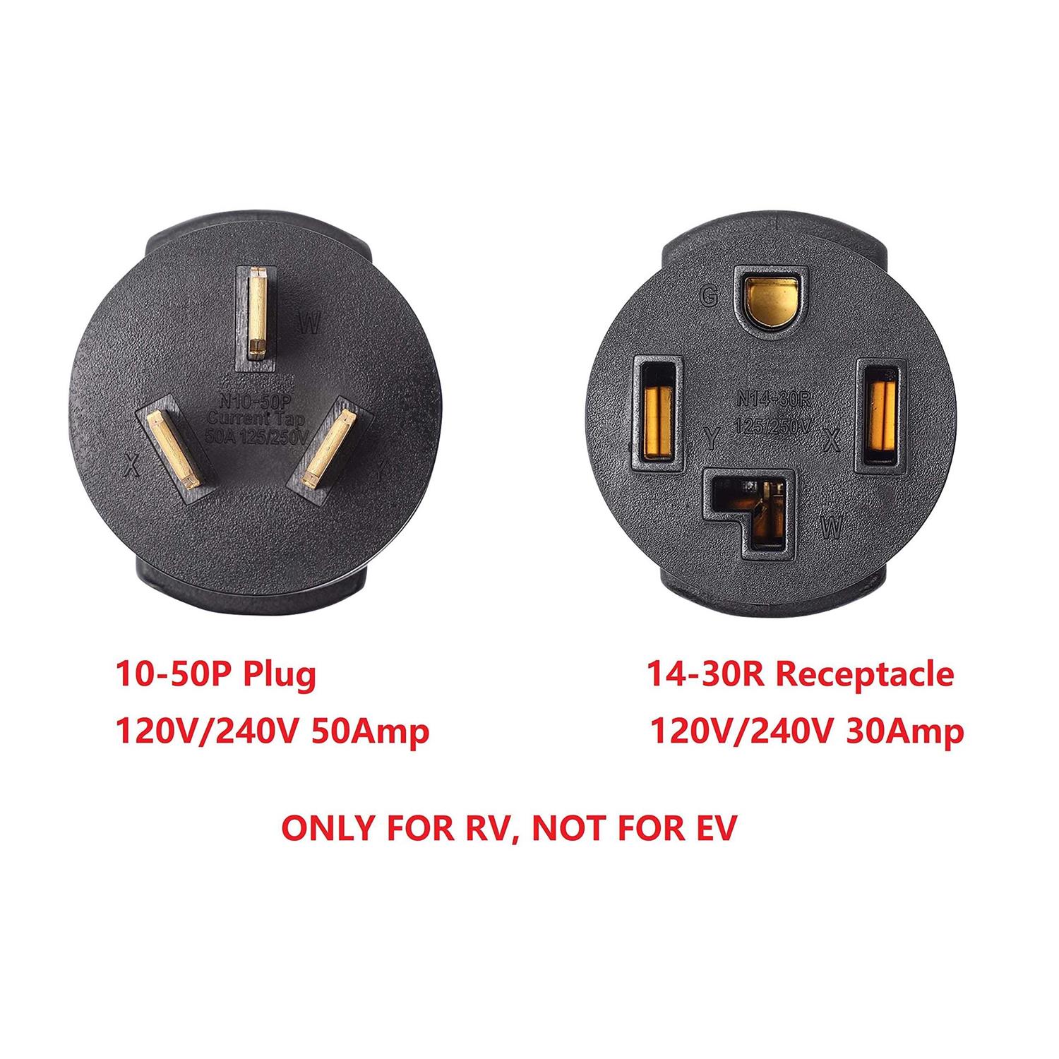 Onetak Nema 10-50p To 10-30r 120v 240v0 Amp 3 Prong Male Plug 3 Female Receptacle Dryer Power Cord Adapter at MechanicSurplus.com - MT - Mrs Treak