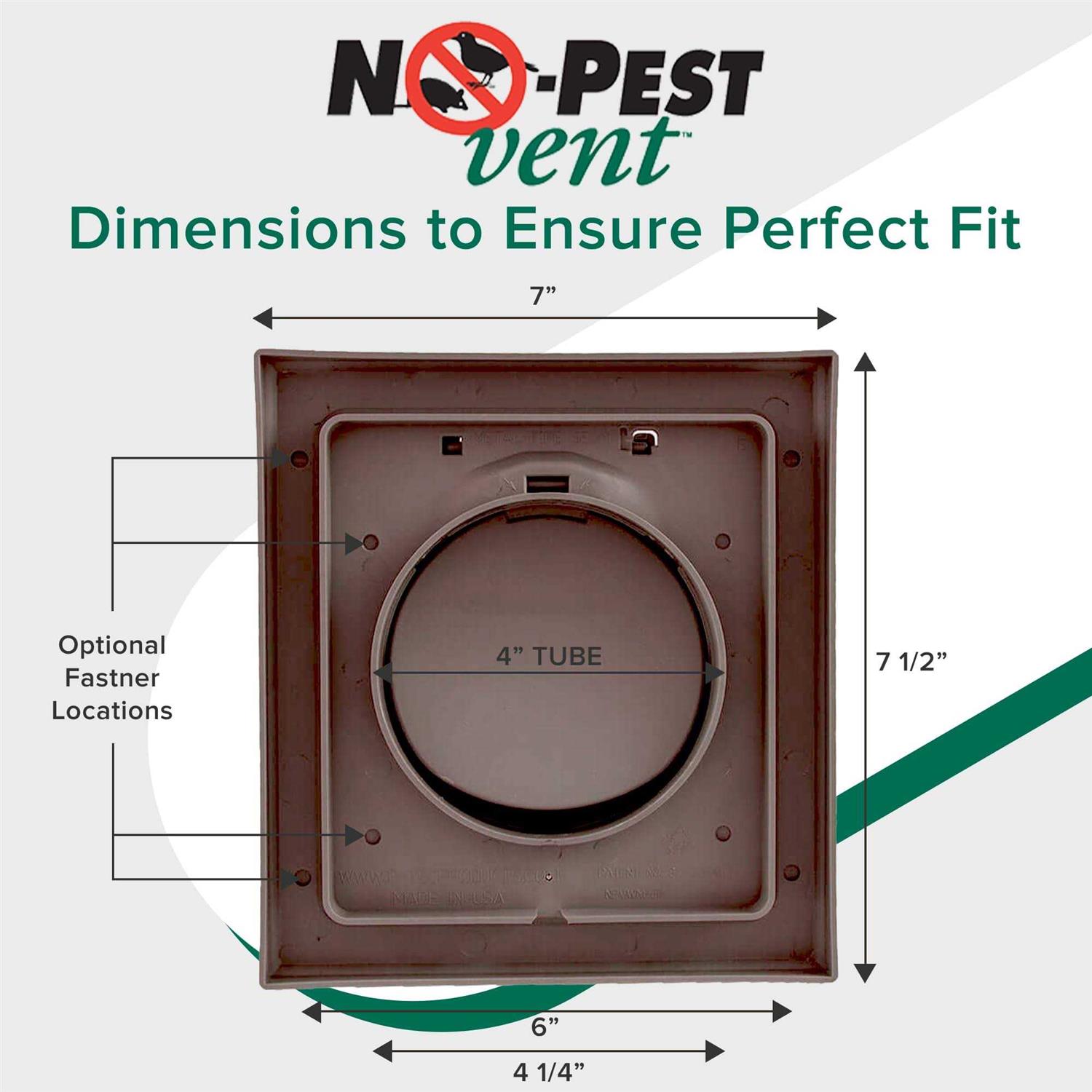 NO-PEST Vent Dual Door Dryer Vent Cover Outdoor 4 inch Made in USA w Highest UV Resistant Plastic in any Outdoor Vent Cover - MT - Mrs Treak