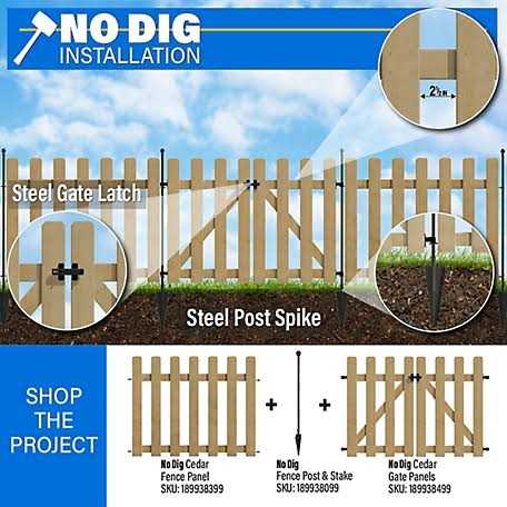 Yardlink 34in H x 43.25in W No Dig Cedar Wood Fence Gate, 820439S - MT - Mrs Treak