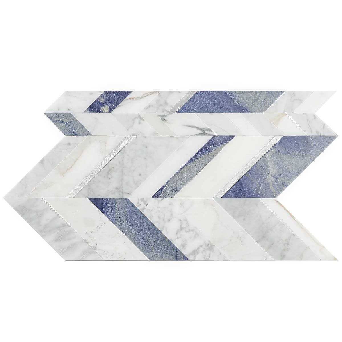Tyra 11.81 in. x 18.89 in. Polished Marble and Brass Wall Mosaic Tile Ivy Hill Tile - MT - Mrs Treak