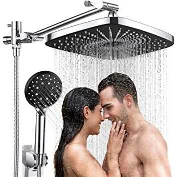 Veken 12 Inch High Pressure Rain Shower Head -Shower Heads with 5 Modes Handheld Spray Combo - MT - Mrs Treak