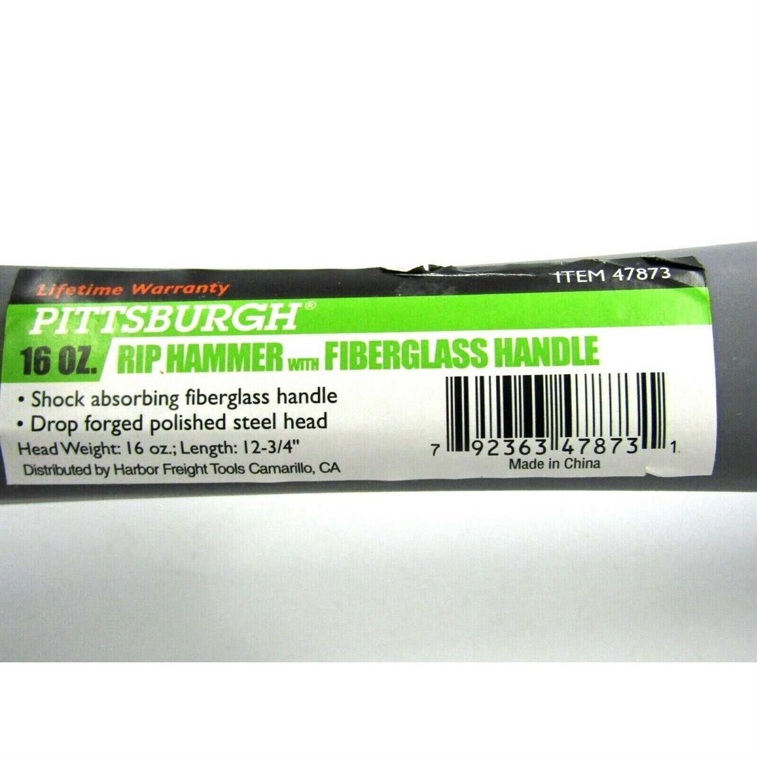 Pittsburgh 16 oz. Fiberglass Claw Hammer - MT - Mrs Treak