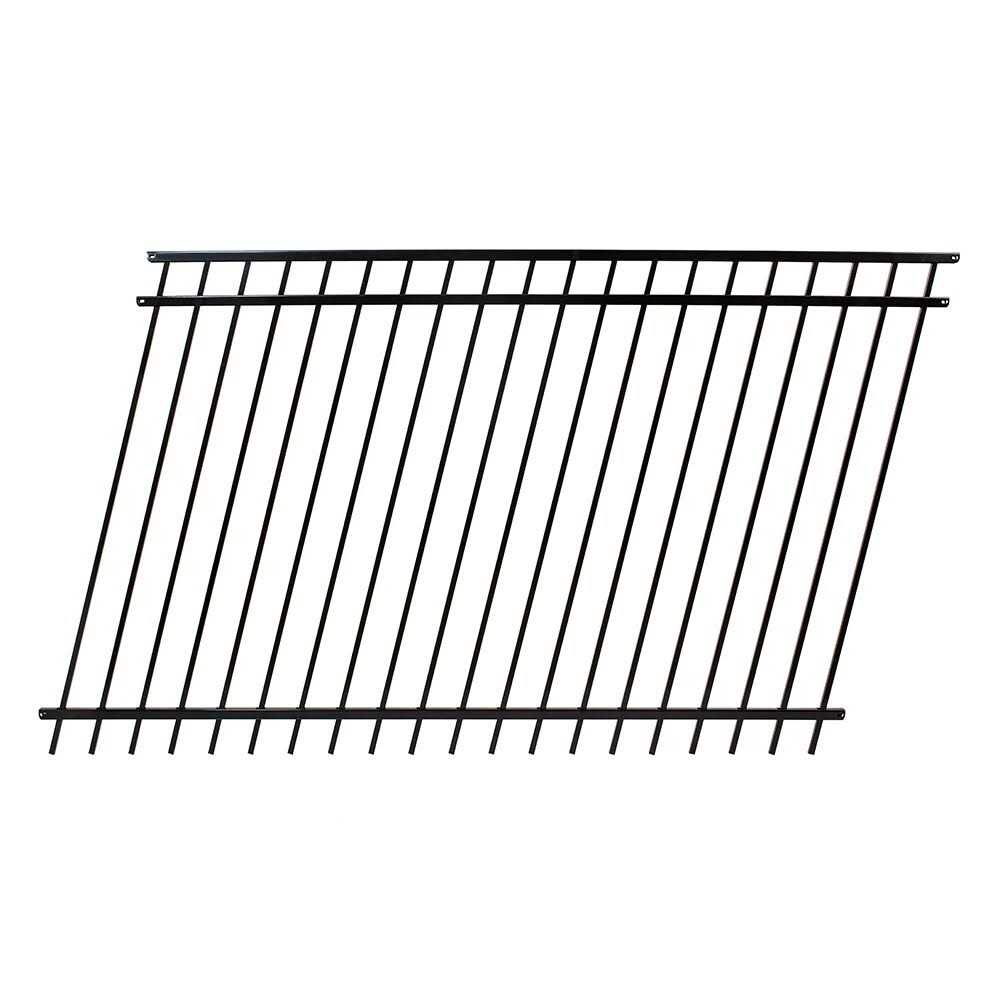 Fortress Versai H x 7.5 ft. W Gloss Black Steel Flat Top Design Fence Panel - MT - Mrs Treak