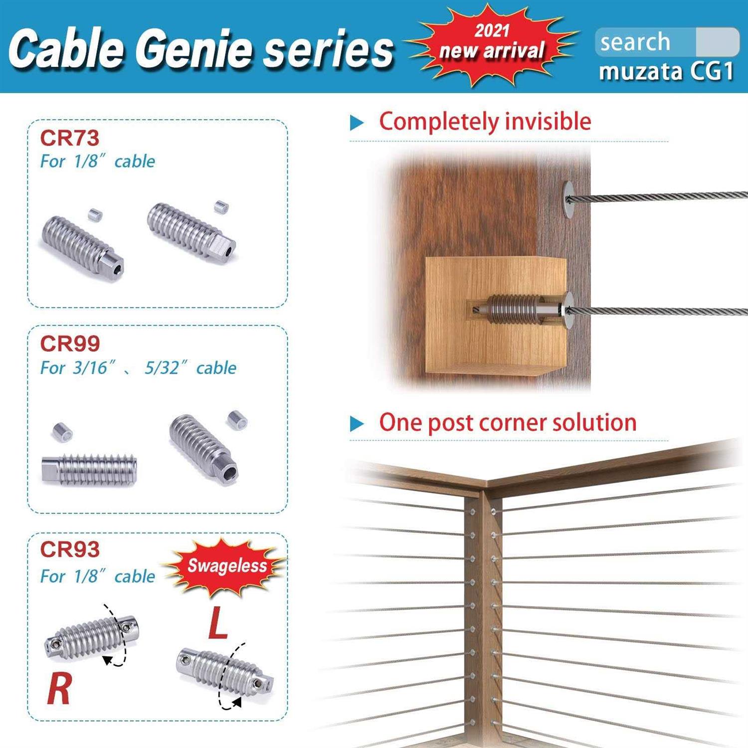 MUZATA 1/8 Black Wire Rope T316 Stainless Steel Marine Grade for Indoor Interior Cable Railing Aircraft Stair Deck Fencing 7×7 Strand DIY - MT - Mrs Treak