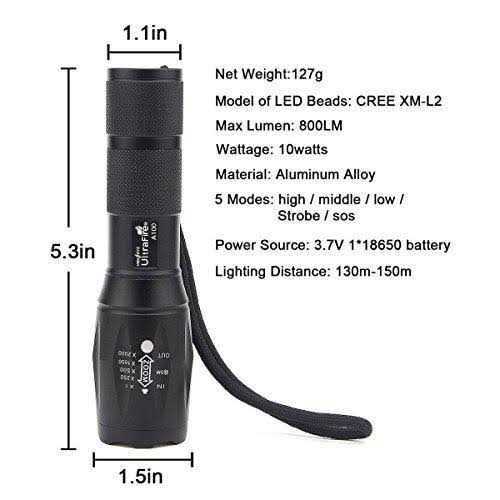 ULTRAFIRE A100 Tactical LED Flashlight Hunting Flashlight - MT - Mrs Treak