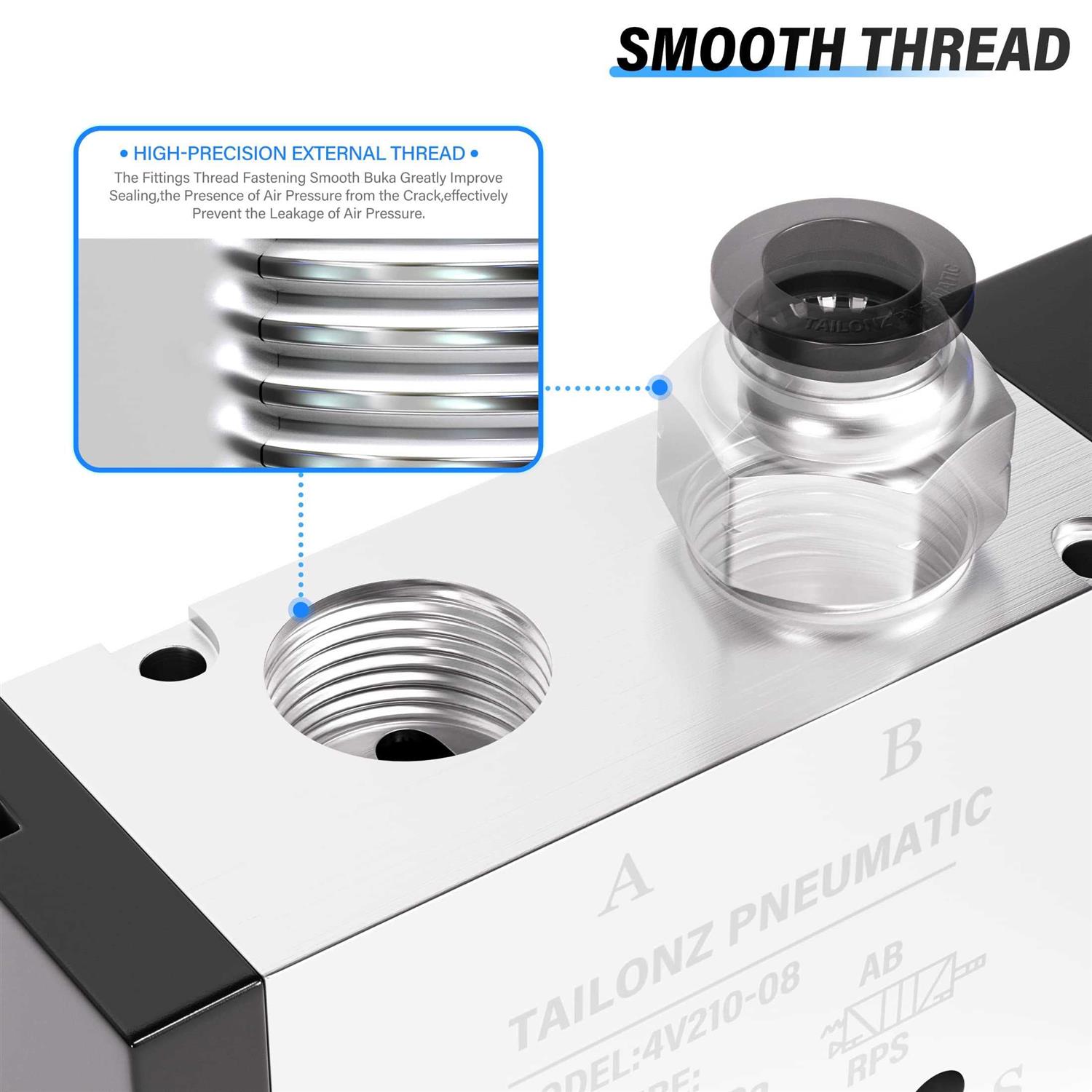 TAILONZ PNEUMATIC 1/4NPT Solenoid Valve 12V/24V/110V Single Coil Pilot-Operated Electric 2 Position 5 Way Connection Type 4V210-08 - MT - Mrs Treak