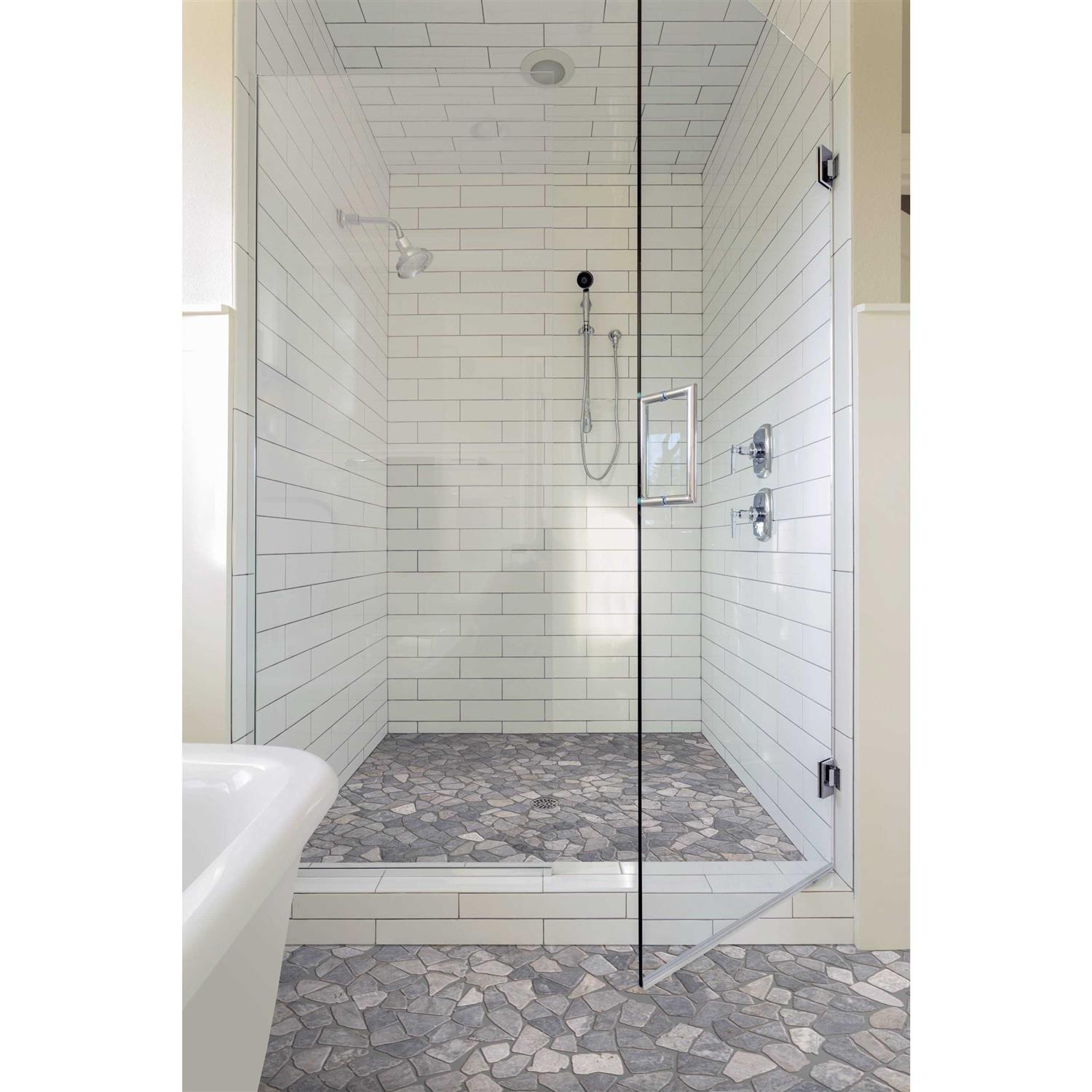 Tile Connection Classic Pebble Tile Grey/White/Black 11-1/2 in. x 11-1/2 in. x 12.7mm Mesh-Mounted Mosaic Tile - MT - Mrs Treak