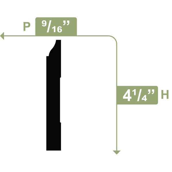 WM620 4 1/4H x 1/2P x 96L Baseboard Moulding - MT - Mrs Treak
