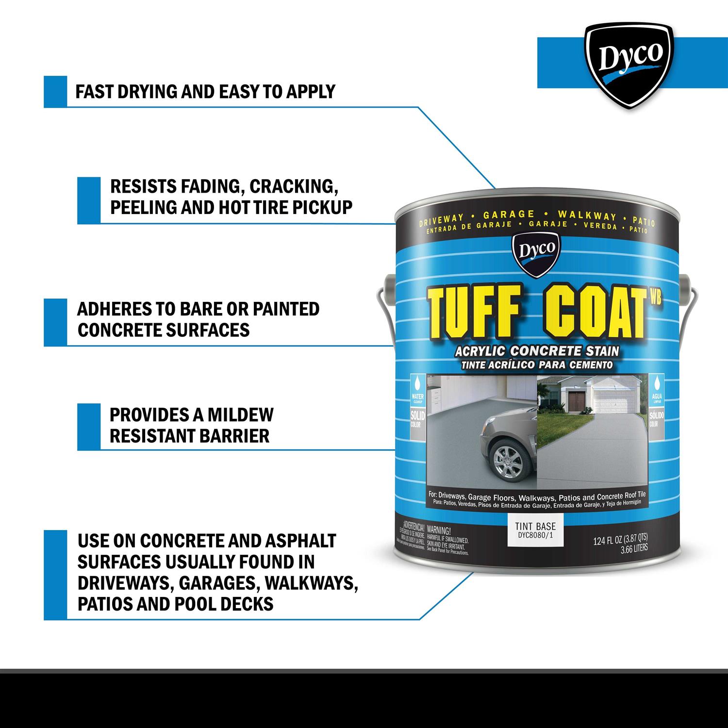 Dyco Tuff Coat Low Sheen Exterior Waterborne Acrylic Concrete Stain - MT - Mrs Treak